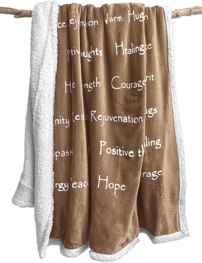 WOLF CREEK BLANKET - Compassion Blanket (Brand)- Strength Courage Super Soft Warm Hugs, Get Well Gift Blanket Plush Healing Thoughts Positive Energy Love & Hope (Camel, 50 x 65 Sherpa)