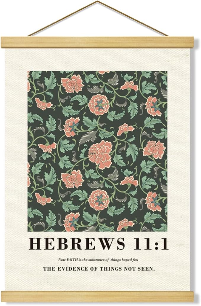 Christian Canvas Poster, Hebrews 11:1 Canvas Poster Wood Hanger, Christian Wall Art, Bible Verse Posters, William Morris Prints Decor, Modern Canvass Posters Decors, Home Decor Accent