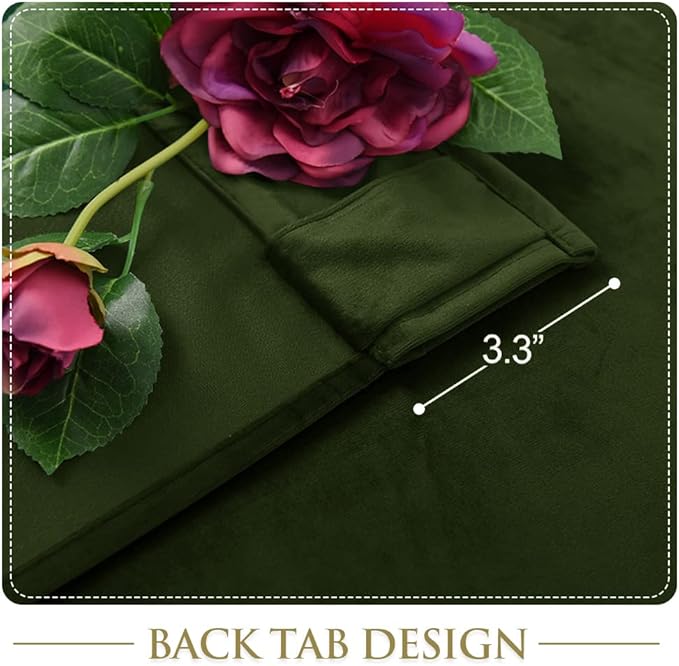 StangH Moss Green Curtains 108 inches Long - Luxury Velvet Room Darkening Sliding Door Drapes Thermal Insulated Soundproof Room Dividers for Closet, W52 x L108, 2 Panels