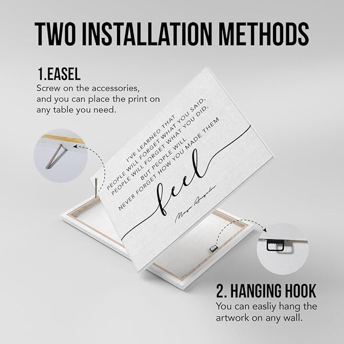 Inspirational Canvas Wall Art Motivational Quote I've Learned That People Will Never Forget How You Made Them Feel Canvas Prints Framed Painting Artwork Home Décor