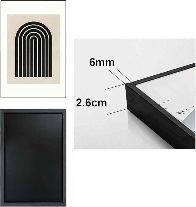 Modern Black Framed Canvas Wall Art Set,Black and White Beige Sun Moon Geometric Design Art Painting,Abstract Nature Artwork,Large Boho Wall Decor for Living Room,Bedroom,Office-24''x32''x3piece