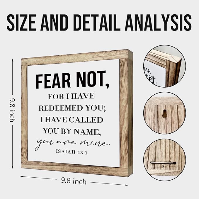 SUSZDOU Scripture Sign, Isaiah 43:1, Rustic Wooden Plaque, 9.8x9.8 Inch, Pine, Tabletop Decor