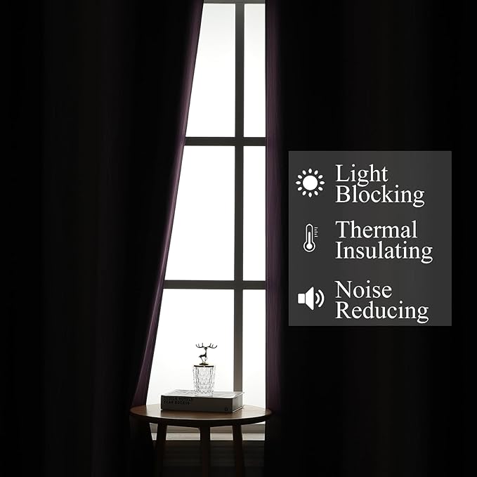 Estelar Textiler Black and Purple Ombre Blackout Curtains for Bedroom, Thermal Insulated Gradient Blackout Drapes, Full Room Darkening Energy Saving Curtains for Living Room, 52Wx96L, 2 Panels