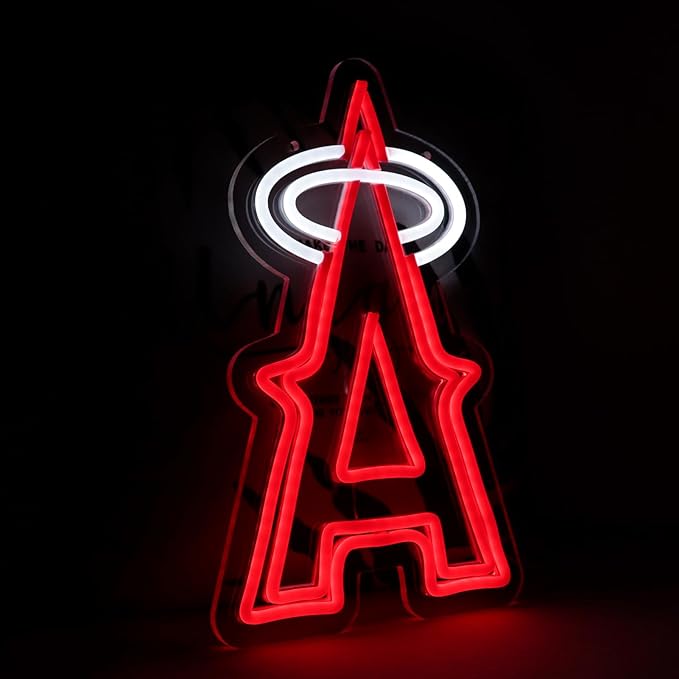 Balanar Baseball Neon Signs for Garage or Man Cave Decor, Men's Gifts With Los Angels Team Logo, Red Baseball Neon for Parties, Bars,Dorms, Office Wall Art and Game Room Decor