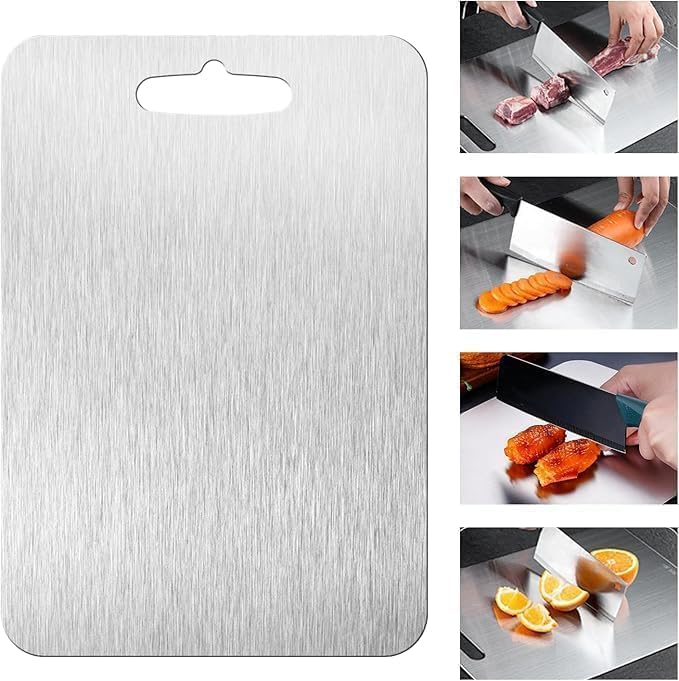New Titanium Cutting Board - 100% Pure Titanium Cutting Boards For Kitche,1 Pack Double-sided food-grade Cutting Board For Cutting Meats, Fruits And Vegetables.(16x10 in)