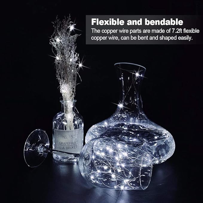 MUMUXI 48 Pack 7.2ft Fairy Lights Battery Operated, 20 Micro LED Mini Waterproof String Lights Silver Wire Firefly Starry for DIY Wedding Party Mason Jars Crafts Holiday Decoration, Cool White