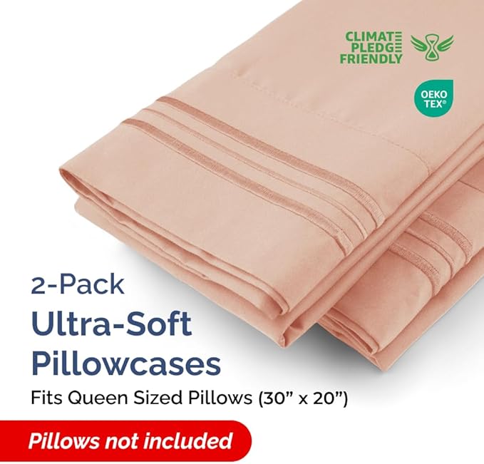 Queen Pillow Cases Set of 2 - Ultra Soft Hotel Quality Pillowcase Covers - Comfy, Cozy & Wrinkle Free - Shrinkage, Stain and Fade Resistant - Machine Washable Pillow Protectors - 2 Piece Set - Mauve