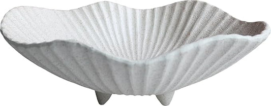 Large Decorative Bowl decor, Scalloped Pedestal Bowls,Modern Home Decor,Ruffle Decor,Stylish Key Bowl for Entry Table,Decorative Fruit Bowl for Kitchen Counter, Light Gray