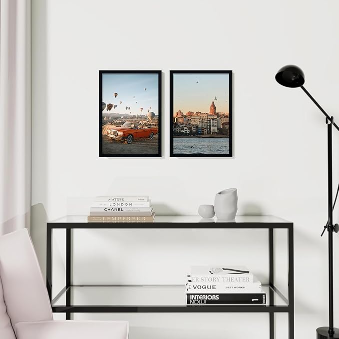 Vittanly A3 Picture Frame in Black, Display Poster 8.3x11.7 with Mat or 11.7x16.5 without Mat, Plexiglass, Wall Gallery Frame for Artwork, 1 Pack