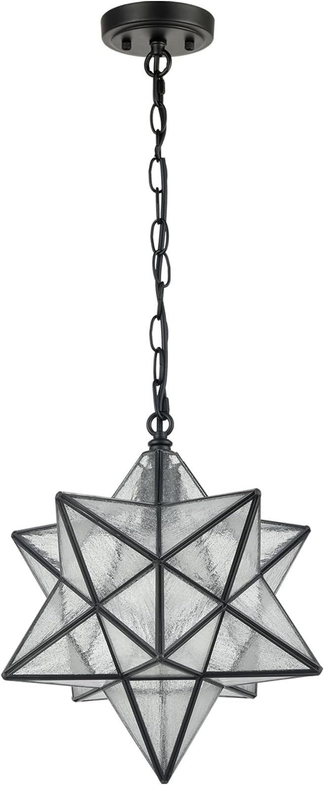 14'' Moravian Star Pendant Light Seeded Glass Star Lights with Adjustable Hanging Chain Light for Kitchen Bedroom Dining-Dimmable