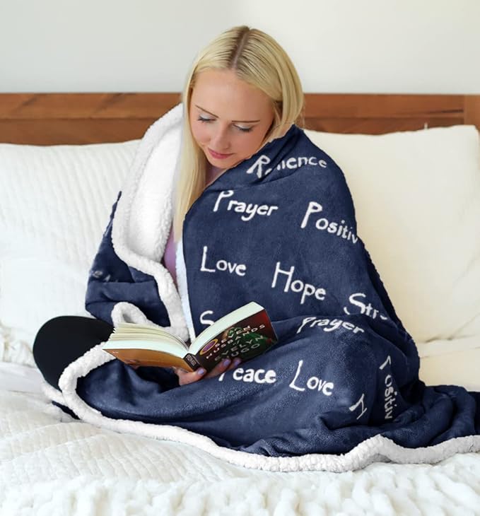 WOLF CREEK BLANKET - Compassion Blanket (Brand)- Strength Courage Super Soft Warm Hugs, Get Well Gift Blanket Plush Healing Thoughts Positive Energy Love & Hope (Blue, 50 x 65 Sherpa)