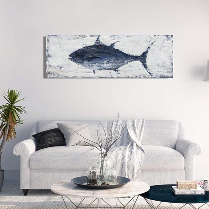 NdcSkyArt Vintage Bluefin Tuna Wall Art: Nautical Coastal Decor for Home & Office