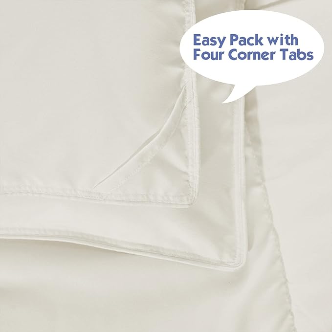 HIG 3pc Down Alternative Comforter Set - All Season Reversible Comforter with Sham - Quilted Duvet Insert with Corner Tabs - Box Stitched - Super Soft, Fluffy (Twin/Twin XL, Ivory)