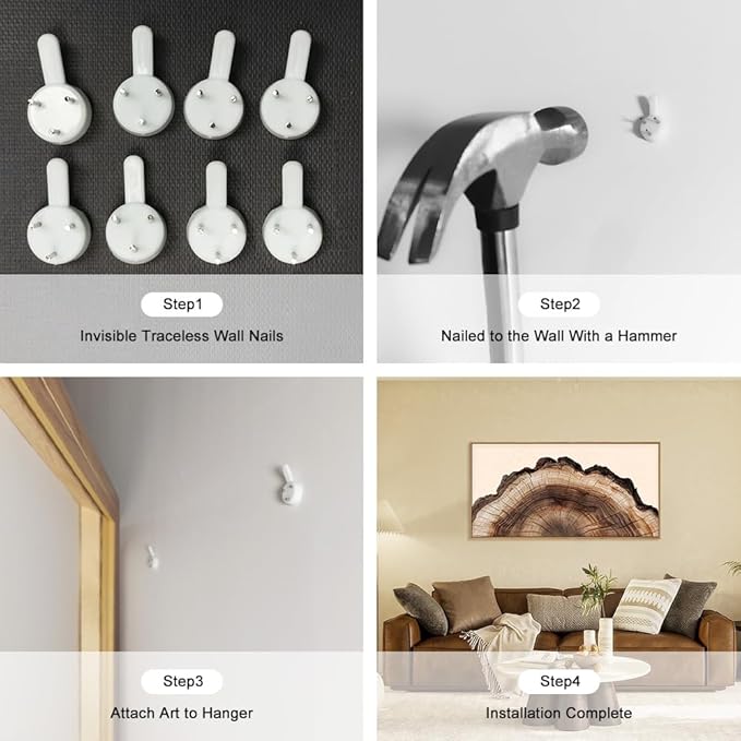 KAIRNE Framed Tree Ring Wall Art Set, Retro Wood Stump Wall Decor, Tree Spiral Wall Painting, Modern Nature Canvas Art Prints for Living Room, Bedroom, Dinning Room, Farmhouse - Large 20"x40"