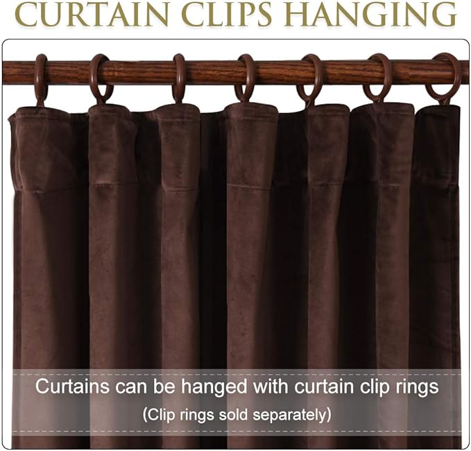 StangH Brown Velvet Curtains 84 inches Blackout for Kids Nursery, Thick Privacy Panels Heat & Cold Blocking for Bedroom Back Tab Home Decor for Living Room, W42x L84, 2 Panels