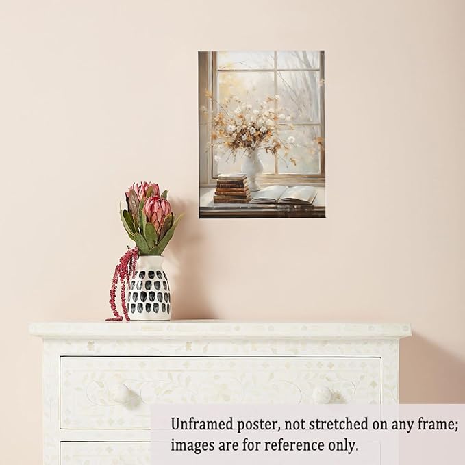 Fall Decor Canvas Print Posters Vintage Light Academia Wall Art Autumn Painting Cozy Fall Autumn Leaves Home Decor 11x14 Unframed