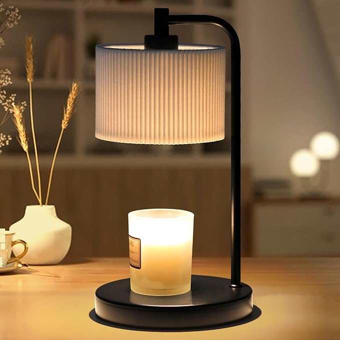 Candle Warmer Lamp with Timer, Dimmable Candle Wax Warmer Electric Candle Lamp for Scented Candles with Bulbs, House Warming Gifts Brithday Gifts Home Decor(Black)