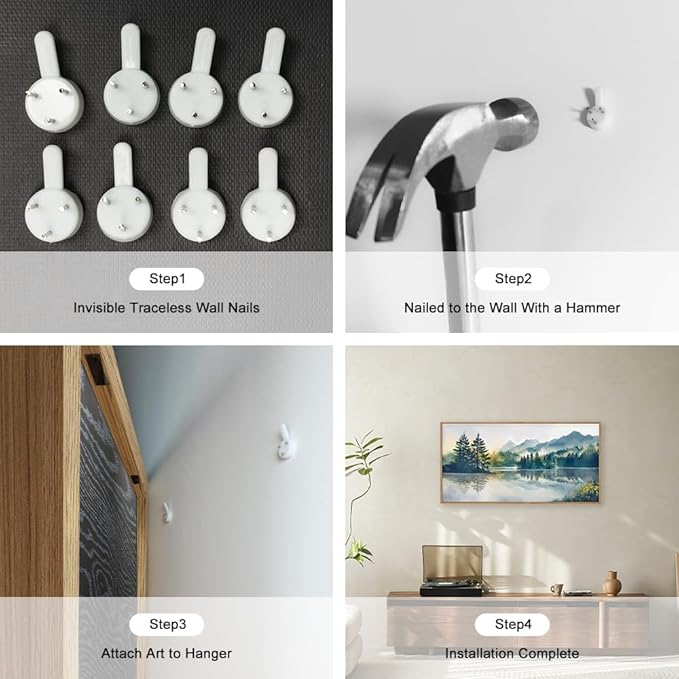 HPNIUB Large Green Mountain Framed Canvas Wall Art Set, Nature Foggy Forest Lake Reflection Wall Decor,Modern Pine Tree Artwork,Watercolor Landscape Art Print for Living Room,Bedroom,Office-20 x40