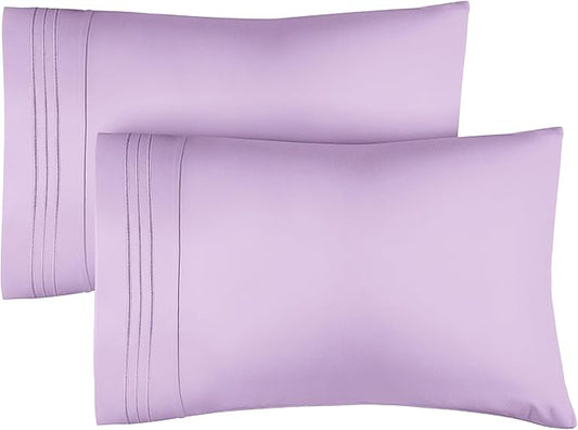 King Pillow Cases Set of 2 - Ultra Soft Hotel Quality Pillowcase Covers - Comfy, Cozy & Wrinkle Free - Shrinkage, Stain and Fade Resistant - Machine Washable Pillow Protectors - 2 Piece Set - Lavender