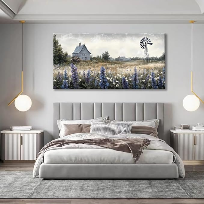 Sea of Flowers Canvas Wall Art - Modern Landscape Paintings for Living Room, Bedroom Wall Decor, Framed Wall Art for Home or Office Decoration, Large Wall Art 60x120cm(24x48in)