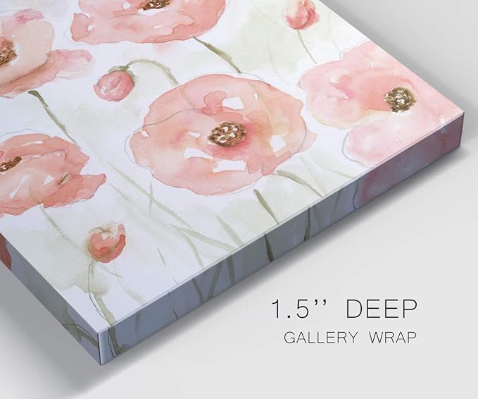 Square Premium Gallery Wrapped Canvas Flower Multicolor Wall Art Abstract Floral Romance Modern Pictures Print for Home Office, Ready to Hang
