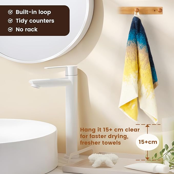 SEMAXE Hand Towels for Bathroom, 100% Cotton Towels with Hanging Loops, Soft & Highly Absorbent, 12 Pack Hand Towel Set for Gym, Shower, Hotel, Spa and Kitchen, Colorful Towel - Beach Collectio