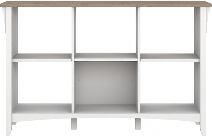 Bush Furniture Salinas 6 Cube Organizer in Pure White and Shiplap Gray