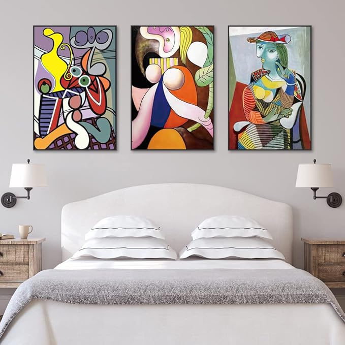 Aesthetic Abstract Canvas Framed Wall Art Large Size 24" X 16" X 3 Pieces Modern Art Natural Minimalist Posters Prints Living Room Bedroom Bathroom Kitchen Office Wall Decor (Black)