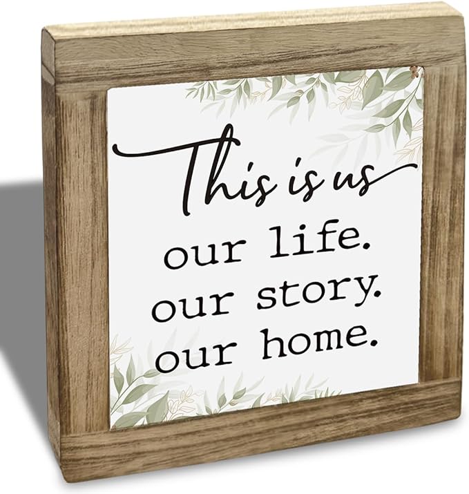 This Is Us Our Life Our Story Our Home Desktop Decor, Farmhouse Wood Box Decor Plaques, Iving Room Inspiration Wood Box Sign, Rustic Farmhouse Living Home Decoration