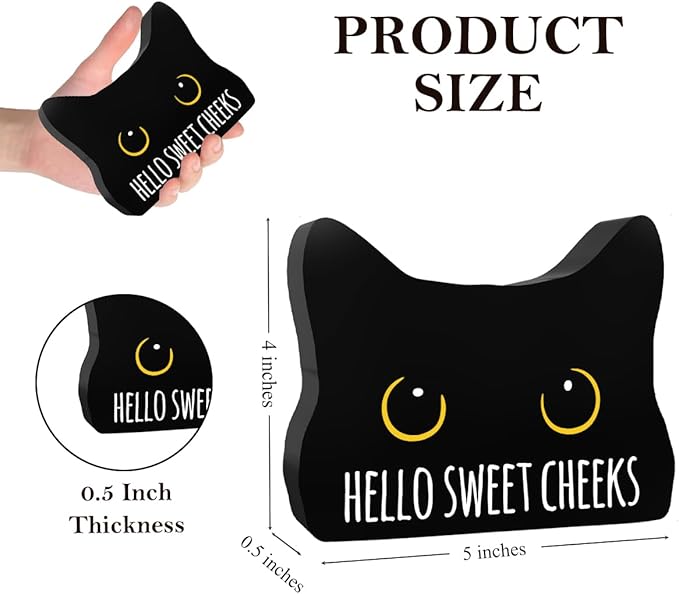 Sweet Cheeks Funny Bathroom Acrylic Decor Sign Black Cat Decor Cat Decor for Home Bathroom Cat Lover Gifts For Women Men