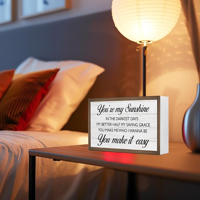 You Make It Easy Inspirational Wooden Box Sign Desk Decor,Motivational Wooden Block Plaque Sign for Home Farmhouse Shelf Table Wall Decor