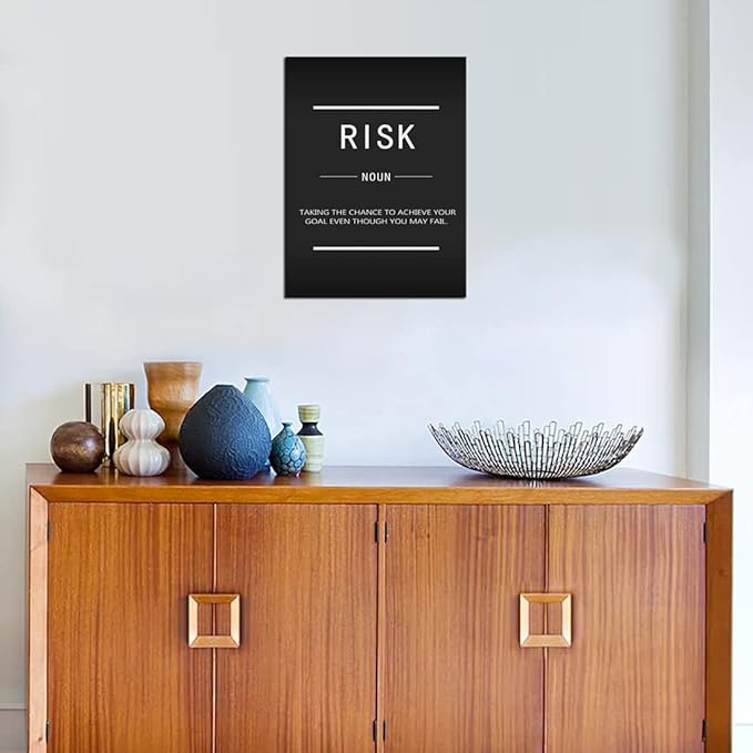 Motivational Entrepreneur Quotes Quotes Wall Art Risk Terms Inspirational Painting Poster Inspiring Printmaking Office Decoration Company Bedroom Stretch Frame Ready to Hang[18" W x 24" H]
