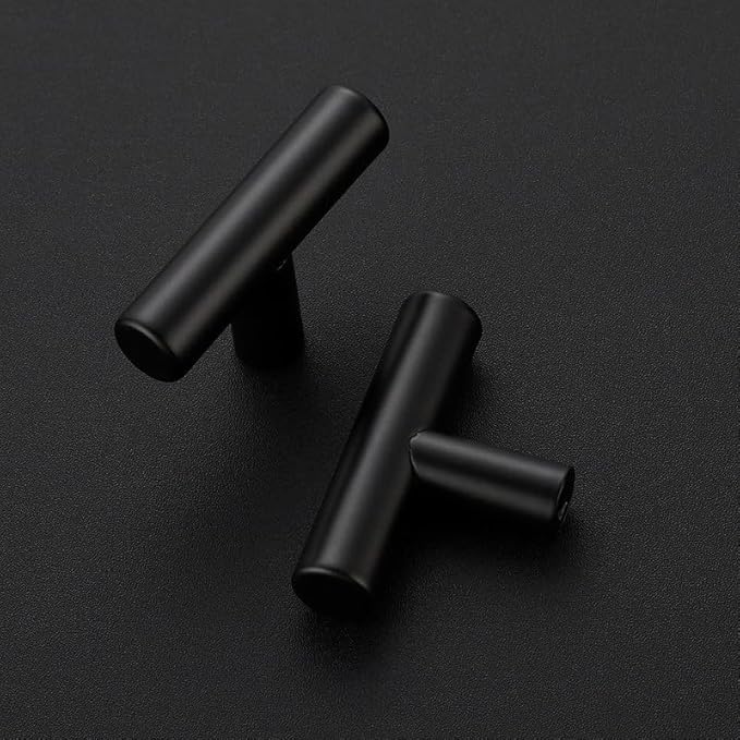 50 Pack Matte Black Cabinet Knobs - Kitchen Cabinet Knobs Black Cabinet Pulls for Kitchen Cabinet Drawer Stainless Steel Dresser Knobs for Cabinet Hardware 2in Length Single Hole T Bar