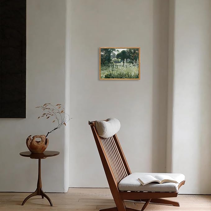 KBKBART Framed Wall Art Vintage Decor, Vintage Meadow with Flowers Oil Painting, Classical Canvas Artwork Wall Decor, Scenery Wall Art Prints for Bedroom Living Room, Bathroom Wall Decor, Gallery, Gifts for Friends or Family (8"x10")