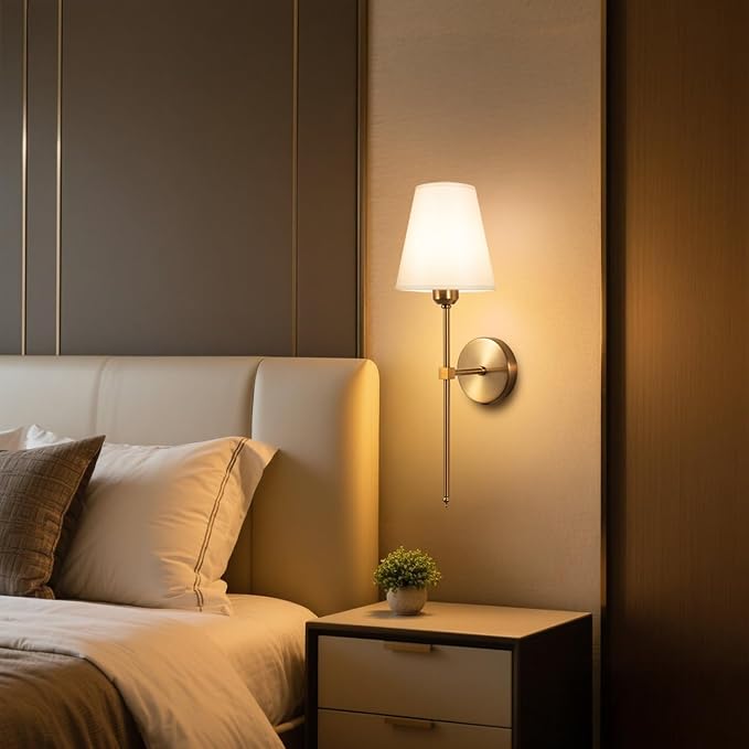 Battery Operated Wall Sconces Set of 2,LED Rechargeable Wall Lights Remote Controlled, Warm to Cool White Adjustable Brightness, Wireless Sconce with Linen Fabric for Bedroom Living Room Decor 6000mAh