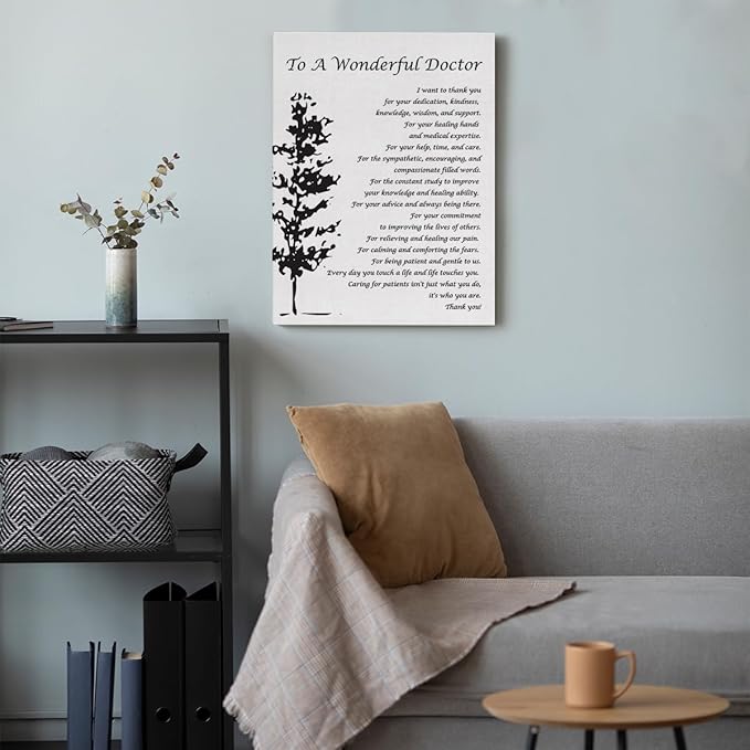 to a Wonderful Doctor I Want to Thank You Quotes Canvas Wall Art Print Framed Doctor Appreciation Gift Paintings Artwork Home Office Wall Decor 15x12 Inches