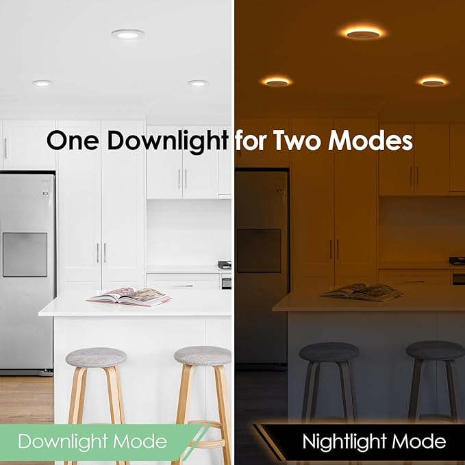 Soliseed 6 Pack 5/6 Inch 5CCT LED Can Lights with Night Light,Retrofit Recessed Lighting Selectable 2700K/3000K/3500K/4000K/5000K,12W=60W,800LM,Dimmable Can Lights,Easy Install