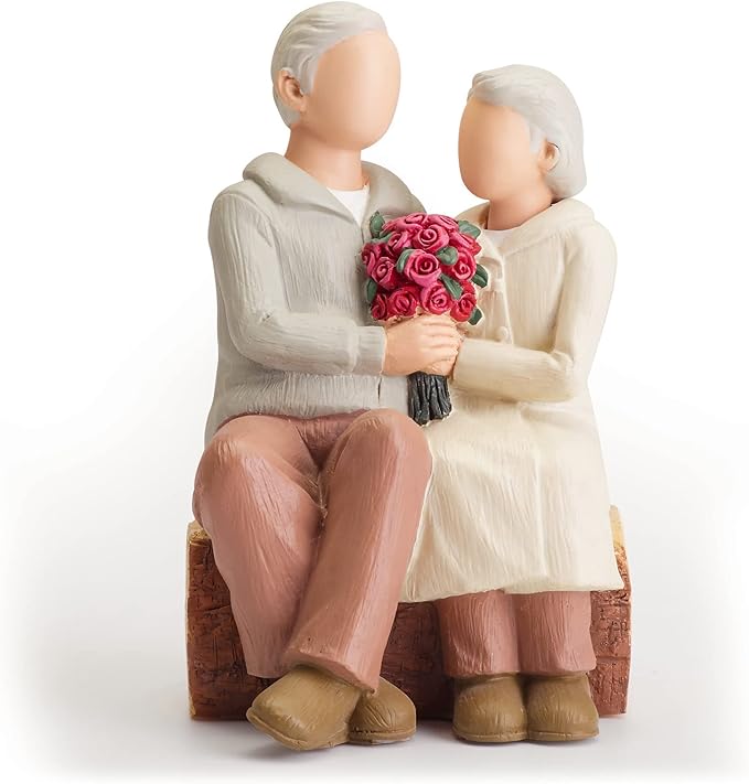 Rose Couple Home Decor Figurine, Romantic Loving Sculpted Hand Painted Figure Happy Wedding Anniversary Sculpture Gifts for Couple Home Decor Statue for Wedding Valentine's Day Christmas