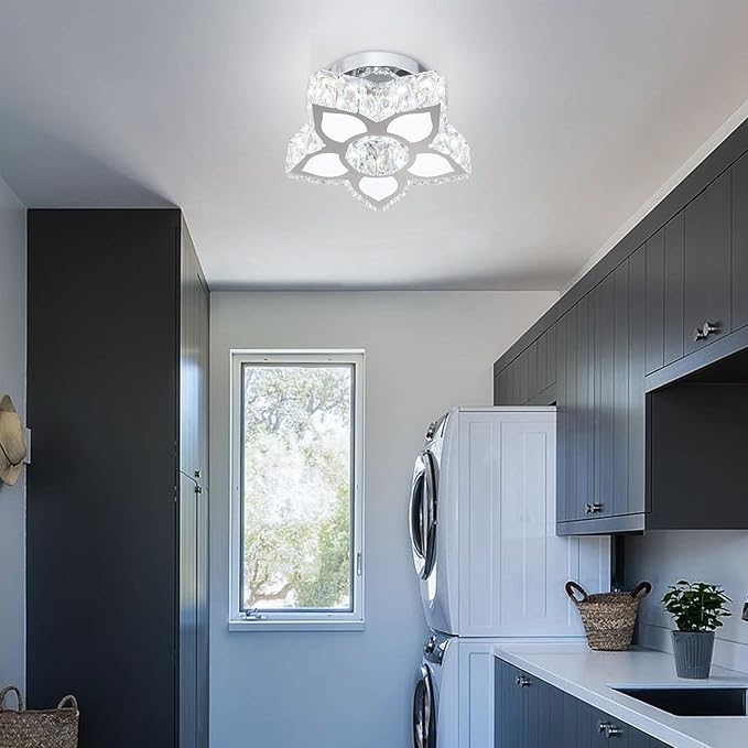 FRIXCHUR Modern Crystal Ceiling Light Fixture Mini Led Chandelier Small Flower Chandelier for Living Room Bedroom Dining Room Kids Room Girls Room,Colors Change