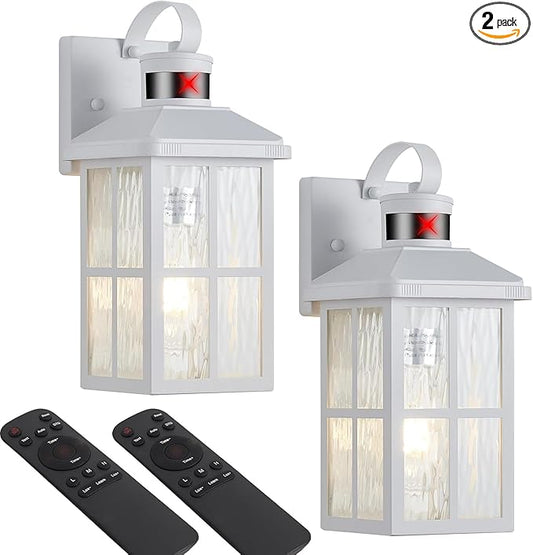 Porch Lights Outdoor with Remote Control: 2 Pack Motion Sensor Exterior Lighting Fixtures Intelligent 3 Lighting Modes Outdoor Wall Lights Sconce Lights for House Patio Front Door Garage