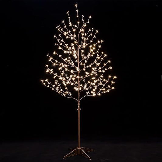 6ft Lighted Cherry Blossom Tree with 240 Warm White LED Lights for Holiday Decor - Dimmable, UL Certified, Waterproof - Ideal for Indoor and Outdoor Decoration