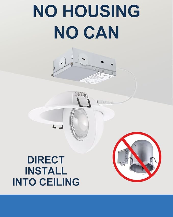 Recessed Lighting 4 inch Gimbal 9W 5CCT Swivel Ceiling Eyeball Spotlight 4inch Dimmable Recessed Lights, Soffit Indoor Directional Lighting, 90° Tilt and 360° Rotation White 2 Pack