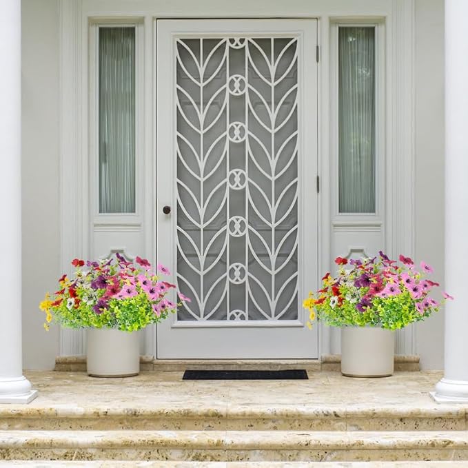 Artificial Flowers UV Resistant Outdoor,12 Bundles Faux Plants for Fall Halloween Thanksgiving Christmas Patio Porch Decor, No Fade Fake Window Box Greenery for Home Wedding Walkway Decoration