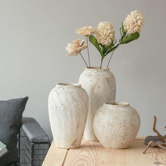 Rustic Ceramic Flower Large Vase, Vintage Floor Tall Vase Farmhouse Decor for Living Room Entryway Table Centerpieces, Kitchen, Wedding, Gifts