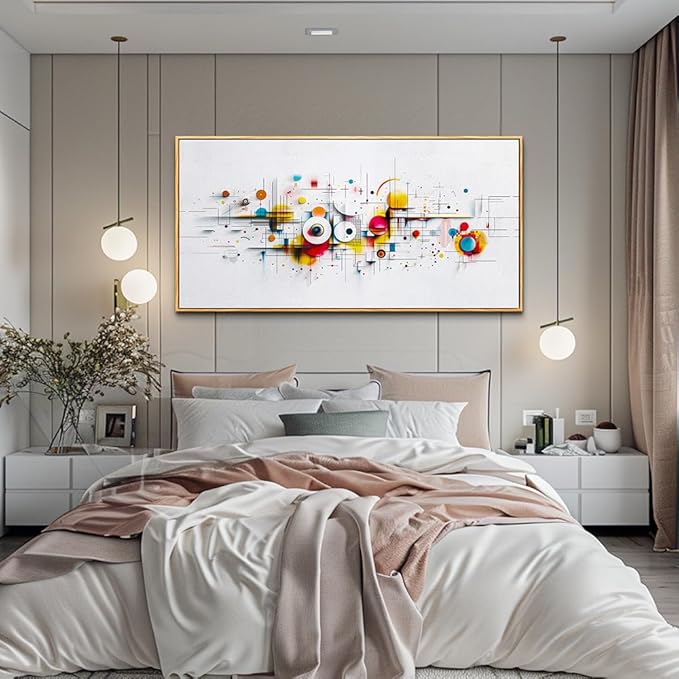 ERQINHUA Abstract Wall Art Living Room Boho Wall Decor For Bedroom Office Home Decorations Geometric Wall Paintings Minimalism Canvas Artwork Pictures Modern Ready to Hang Wood Framed 20x40 Inches