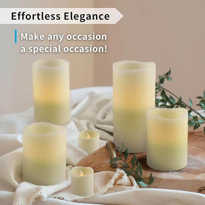 FURORA LIGHTING Ivory Real Wax Flameless Candles with Remote and Timer, 4 Pillars and 4 Votives Pack of 8, Flameless Flickering Candles for Home Décor, Battery Included