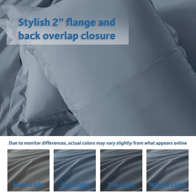 Nestl Full Duvet Cover Set with Comforter Insert - Stone Blue 4 Piece 80x90 Duvet Cover & 2 Pillow Shams with White Quilted Down Alternative Comforter, Ultra Soft, All Season