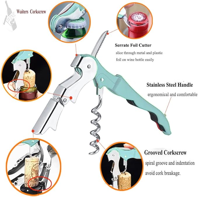 Professional Waiter Corkscrew Wine Openers Set, Heavy Duty Stainless Steel Hinges Wine Key for Restaurant Waiters, Sommelier, Bartenders
