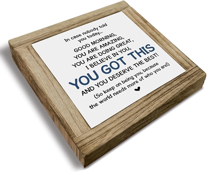 Affirmations Sign, Inspirational Office Decor for Tabletop, Motivational Desk Sign - I Believe in You, You Got It, Encouragement Gift for Women Coworkers Friends 5.9x5.9x0.7inch Home 09