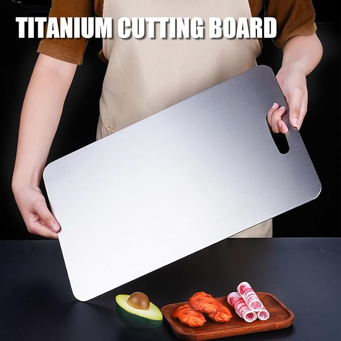 New Titanium Cutting Board - 100% Pure Titanium Cutting Boards For Kitche,1 Pack Double-sided food-grade Cutting Board For Cutting Meats, Fruits And Vegetables.(16x10 in)